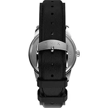 Timex Men's Easy Reader 38mm Watch – Silver-Tone Case Blue Dial with Black Leather Strap