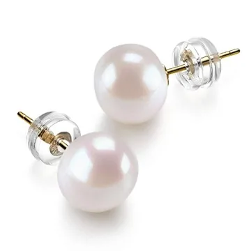 Elegant PAVOI 14K Gold Freshwater Pearl Stud Earrings