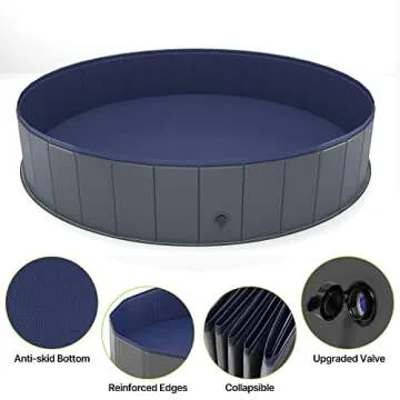 Niubya Foldable Dog Swimming Pool, Collapsible Hard Plastic, Portable Bath Tub for Pets Dogs and Cats, Pet Wading Pool for Indoor and Outdoor, 64 x 12 Inches