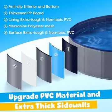 Niubya Foldable Dog Swimming Pool, Collapsible Hard Plastic, Portable Bath Tub for Pets Dogs and Cats, Pet Wading Pool for Indoor and Outdoor, 64 x 12 Inches