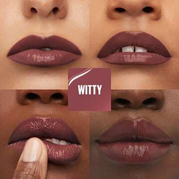 Maybelline Super Stay Vinyl Ink Longwear No-Budge Liquid Lipcolor Makeup, Highly Pigmented Color and Instant Shine, Witty, Mauve Nude Lipstick, 0.14 fl oz, 1 Count