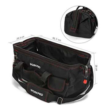 WORKPRO Close Top Storage Tool Bag, 18", Black/Red, W081023A,Black&Red