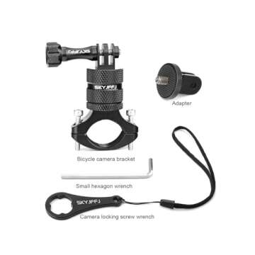 SKYJFFJ 360 Degree Rotation Aluminum Motorcycle Bicycle Rack Mount Holder,Intended for GoPro Hero 13...