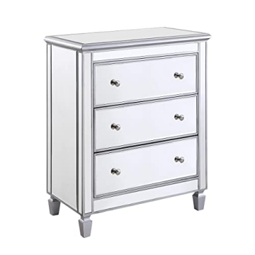 Silver Finish Solid Wood Nightstand Elegant Bedside Cabinet