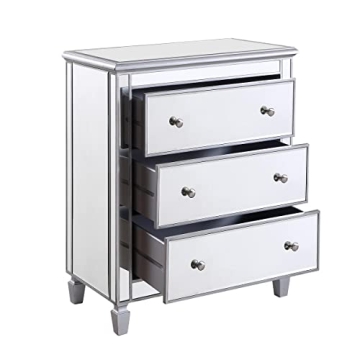 Silver Finish Solid Wood Nightstand Elegant Bedside Cabinet