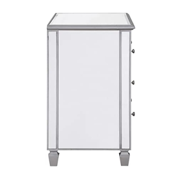 Silver Finish Solid Wood Nightstand Elegant Bedside Cabinet