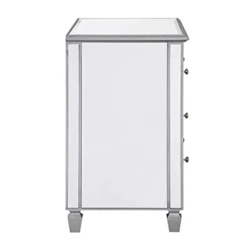 Silver Finish Solid Wood Nightstand Elegant Bedside Cabinet