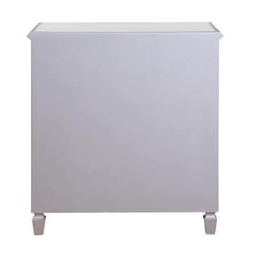 Silver Finish Solid Wood Nightstand Elegant Bedside Cabinet