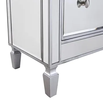 Silver Finish Solid Wood Nightstand Elegant Bedside Cabinet