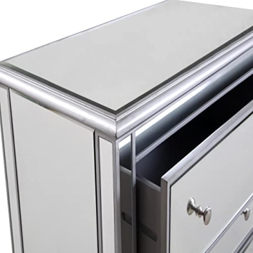 Silver Finish Solid Wood Nightstand Elegant Bedside Cabinet