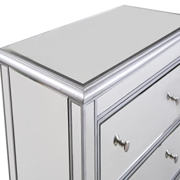 Silver Finish Solid Wood Nightstand Elegant Bedside Cabinet