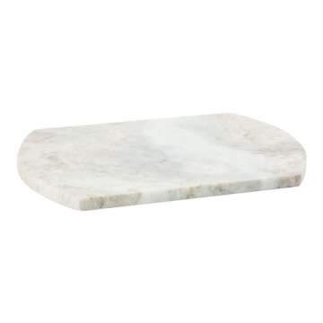Creative Co-Op Long Marble Cutting Board, Buff, 12" x 8"