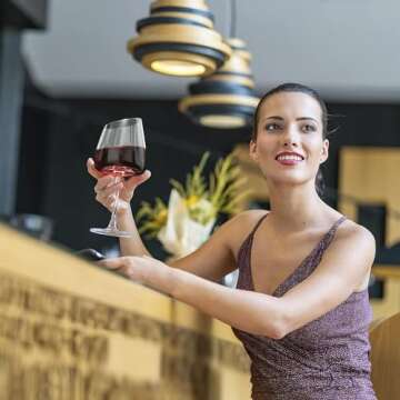 Slanted Red/White Wine Glasses Set of 4 - Elegant Hand-Blown Crystal Glassware