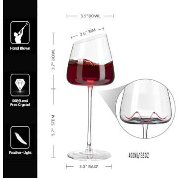 Elegant Slanted Wine Glasses Set of 4 for Gifting