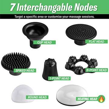 KoolerThings Handheld Back Massager 2600 mah with Heat for Muscles, Back, Foot, Neck, Shoulder, Leg, Calf Pain Relief – Cordless, Electric Percussion Full Body Massager- 6 Speeds (White)