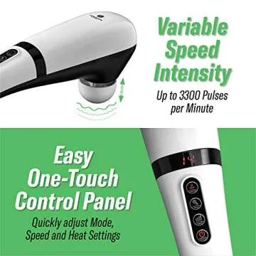 KoolerThings Handheld Back Massager 2600 mah with Heat for Muscles, Back, Foot, Neck, Shoulder, Leg, Calf Pain Relief – Cordless, Electric Percussion Full Body Massager- 6 Speeds (White)