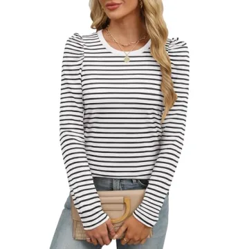 ANRABESS Women's Puff Sleeve Blouse - Trendy Fall Tops for Every Occasion