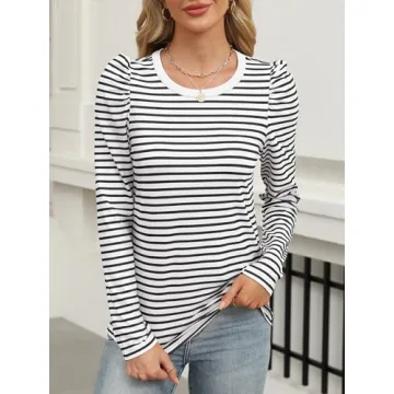 ANRABESS Women's Puff Sleeve Blouse Fall Fashion Essential
