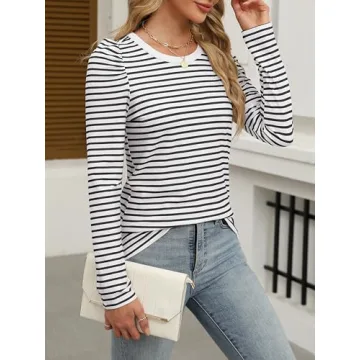 ANRABESS Women's Puff Sleeve Blouse Fall Fashion Essential