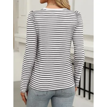 ANRABESS Women's Puff Sleeve Blouse Fall Fashion Essential