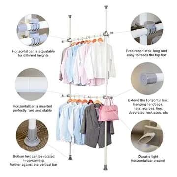 Adjustable Double Rod Clothing Rack for Any Space