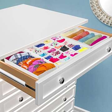 Sorbus® Set of 4 Foldable Drawer Dividers, Storage Boxes, Closet Organizers, Under Bed Organizer (White)