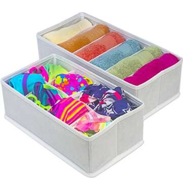 Sorbus® Set of 4 Foldable Drawer Dividers, Storage Boxes, Closet Organizers, Under Bed Organizer (White)