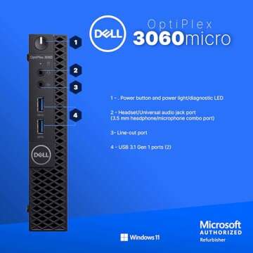 Dell Optiplex 3060 Mini PC | Windows 11 Pro | Intel i5-8500 | 16GB RAM + 500GB SSD | 5G WiFi + BT | ...