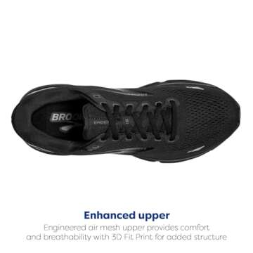 Brooks Women's Ghost 15 Neutral Running Shoe - Black/Black/Ebony - 9 Medium