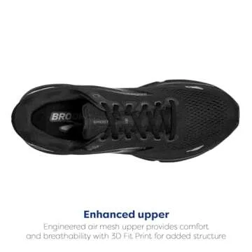 Brooks Women's Ghost 15 Neutral Running Shoe - Black/Black/Ebony - 9 Medium