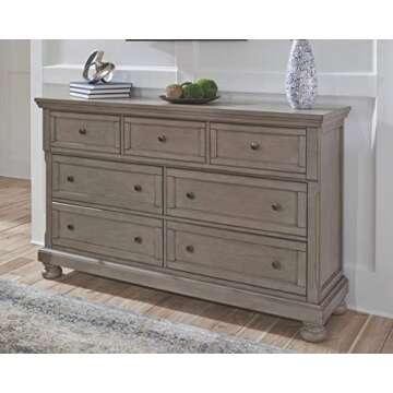 Signature Design by Ashley Lettner Modern Traditional 7 Drawer Dresser, Light Gray