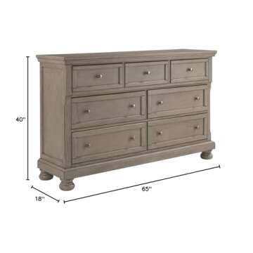 Signature Design by Ashley Lettner Modern Traditional 7 Drawer Dresser, Light Gray