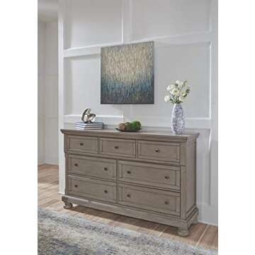 Signature Design by Ashley Lettner Modern Traditional 7 Drawer Dresser, Light Gray