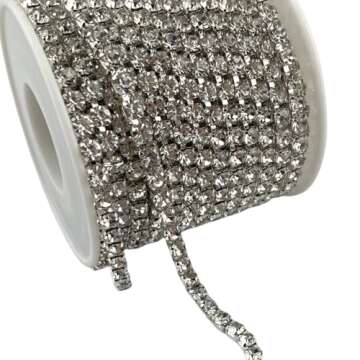 10 Yard Crystal Rhinestone Close Chain Clear Trim Sewing Craft Silver color (4mm)