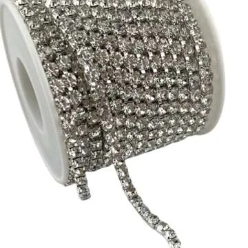 10 Yard Crystal Rhinestone Close Chain Clear Trim Sewing Craft Silver color (4mm)