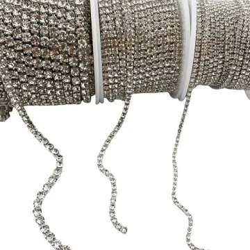 10 Yard Crystal Rhinestone Close Chain Clear Trim Sewing Craft Silver color (4mm)