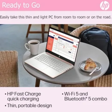 HP Ultralight 14 inch Laptop with Intel 4-Core Processor, Microsoft 365 and Wireless Earbuds, 16GB RAM, 512GB External Drive & 128GB Emmc & 1TB Cloud Storage, HD Display, Rose Gold, Windows 11