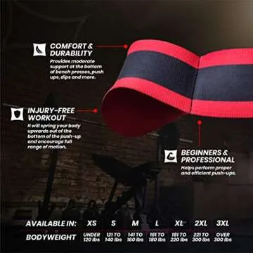 Sling Shot Mark Bell Pushup Exercise Assistance Workout Band for Men and Women to Assist with Bench Press, Dips, and Push Ups – (Level 1 Tension, Red/Black, X-Large)