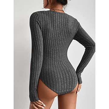 Milumia Deep V Neck Wrap Bodysuit - Stylish Comfort for Women