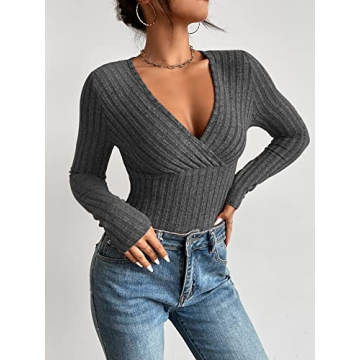 Milumia Deep V Neck Wrap Bodysuit - Stylish Comfort for Women