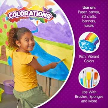 Colorations Simply Washable Tempera Paint, Rainbow Plus 8 Pack, Matte Finish, Classroom Supplies, Vibrant Colors, Non Toxic, Washes Off Easily, School, Craft, Art Supply Set, 16 oz Bottles