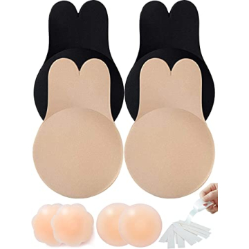 2 Pairs Sticky Bra, Backless Strapless Bra, Reusable Cupid Pads Invisible Bra, Invisible Lift up Str...