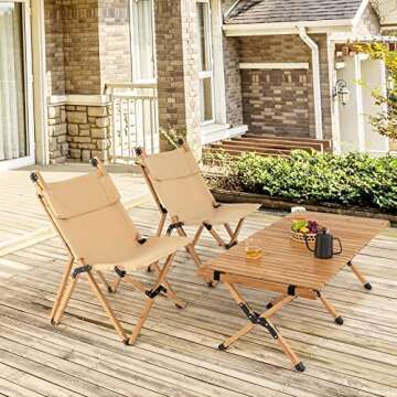 Tangkula Folding Camping Chair, High Back Portable Bamboo Camp Chair with 2-Level Adjustable Backrest, Outdoor Lightweight Canvas Lawn Chair for Backpacking, Hiking, Fishing, No Assembly Needed