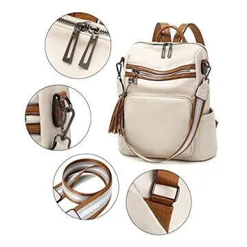 Stylish OPAGE Leather Backpack Purse for Women