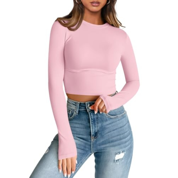 Trendy Queen Women's Long Sleeve Crop Tops - Slim Fitted Casual Shirts 2025
