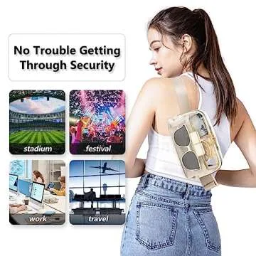 Clear Fanny Pack Belt Bag Stadium Approved for Women Men with Adjustable Strap Water-resistant Waist bag Clear Purse for Travel Workout Running Hiking(Beige)