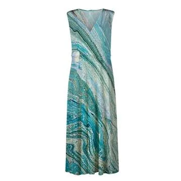 Elegant Women's Formal Marble Print Maxi Dress