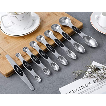 Stainless Steel Magnetic Measuring Spoons Set of 8