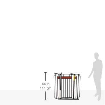 Regalo Home Accents Extra Tall & Wide Baby Gate, Bonus Kit, Includes Décor Steel With Hardwood, 4" Extension Kit, 4 Pack Pressure Mount Kit & Wall Cups, 0320 DS