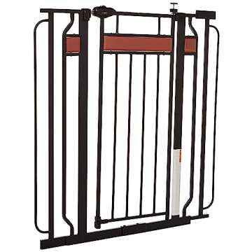 Regalo Home Accents Extra Tall & Wide Baby Gate, Bonus Kit, Includes Décor Steel With Hardwood, 4" Extension Kit, 4 Pack Pressure Mount Kit & Wall Cups, 0320 DS